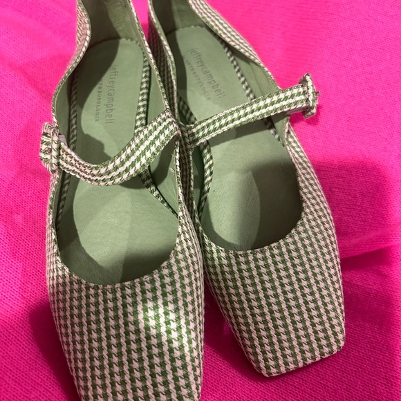 Jeffrey Campbell ( for Anthropologie) green/white checked Mary Jane’s . Size 8.5 - Picture 3 of 4